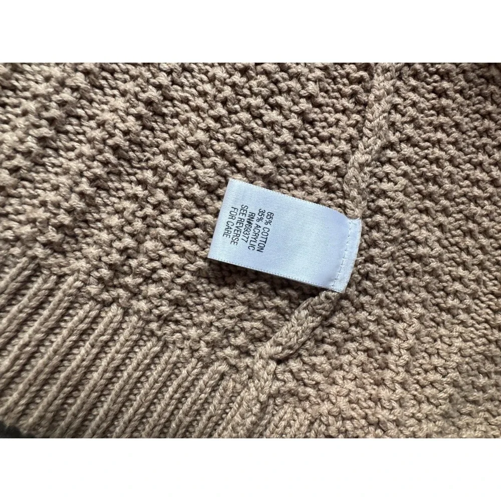 Sonoma Cable Knit Cardigan‎ Sweater L Tan Chunky Cozy Cottagecore